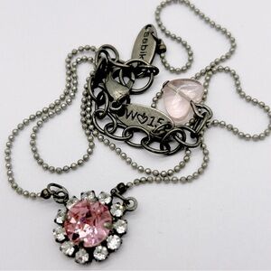 Sabika Pink Party Crystal Flower Necklace 2015